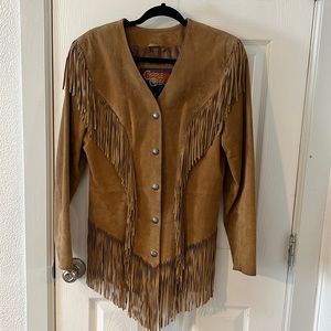 Woman’s Cripple Creek western style fringe leather jacket size M